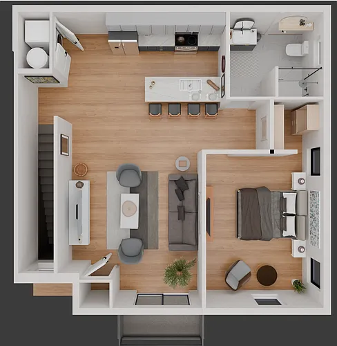Floor plan 1BD 1BA