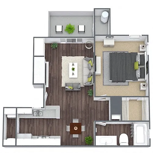 Floor plan A1: 1 Bed 1 Bath