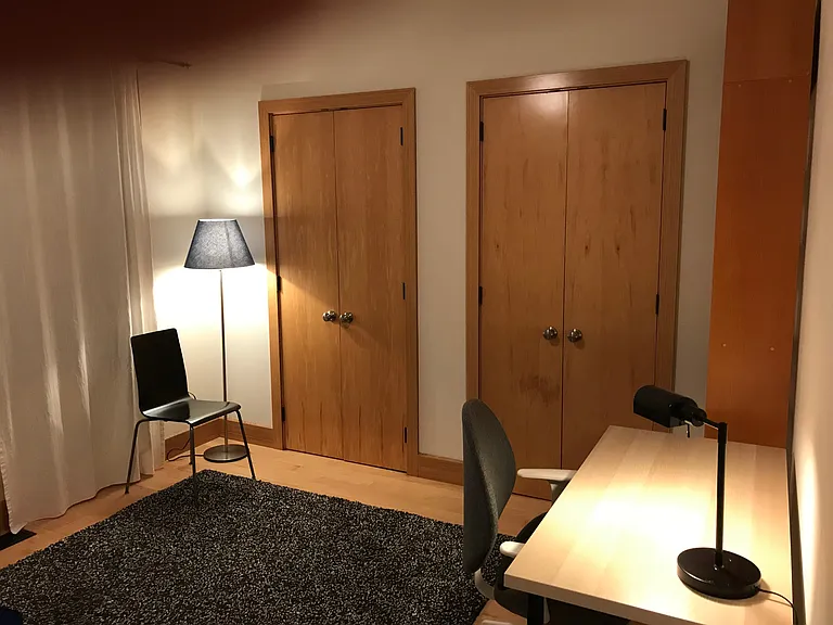 Third floor front bedroom - 11 feet of closets, ceiling fan, south-facing windows.
