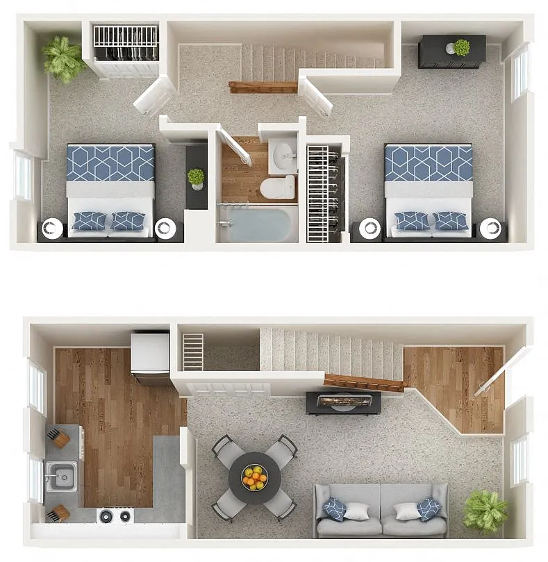 Floor plan 2 Bed - 1 Bath Carriage House