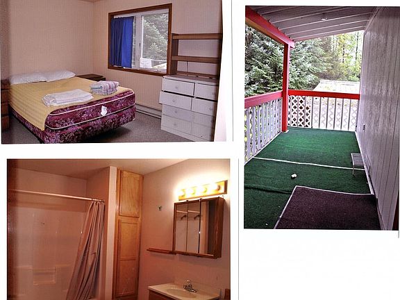 Bed room and bathroom and patio.
