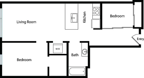 Floor plan Two Bedroom One Bath A