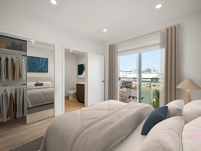Primary Bedroom with Patio, Mirrored Closet, and Bathroom - Stevie Floor Plan