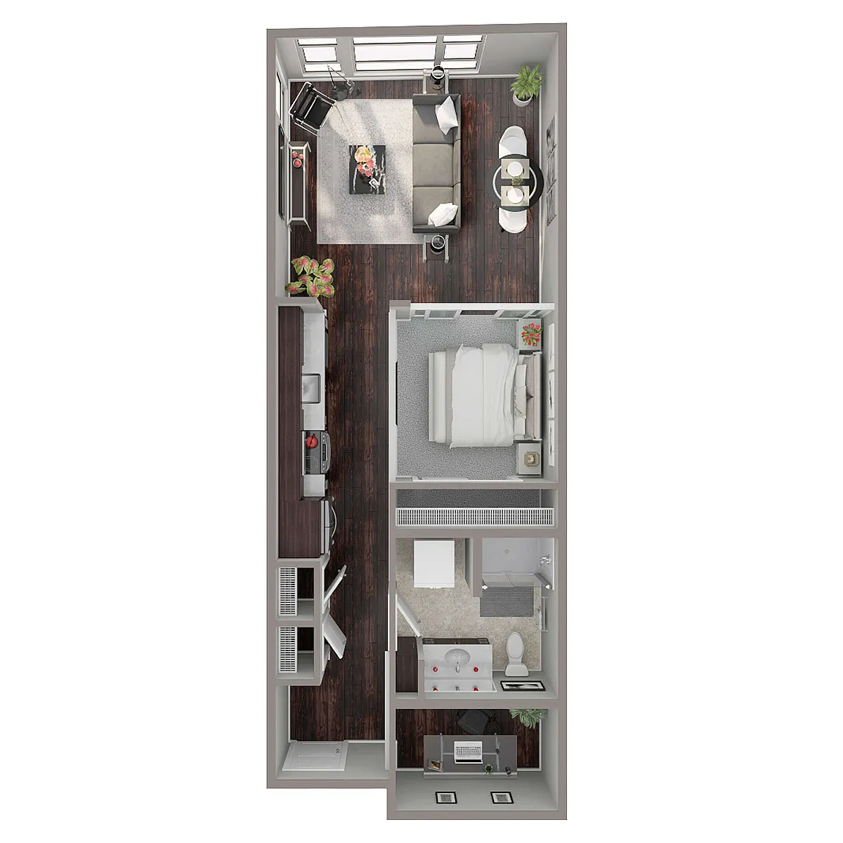 Floor plan 1 Bed/1 Bath Den Open - M