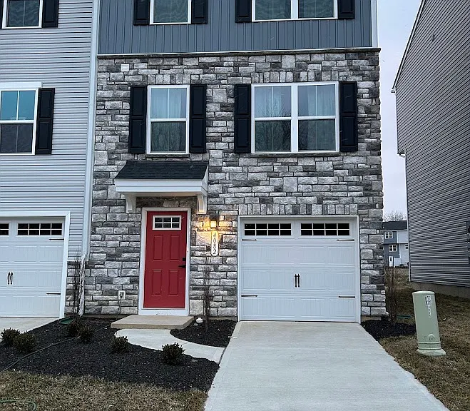 Front door and garage