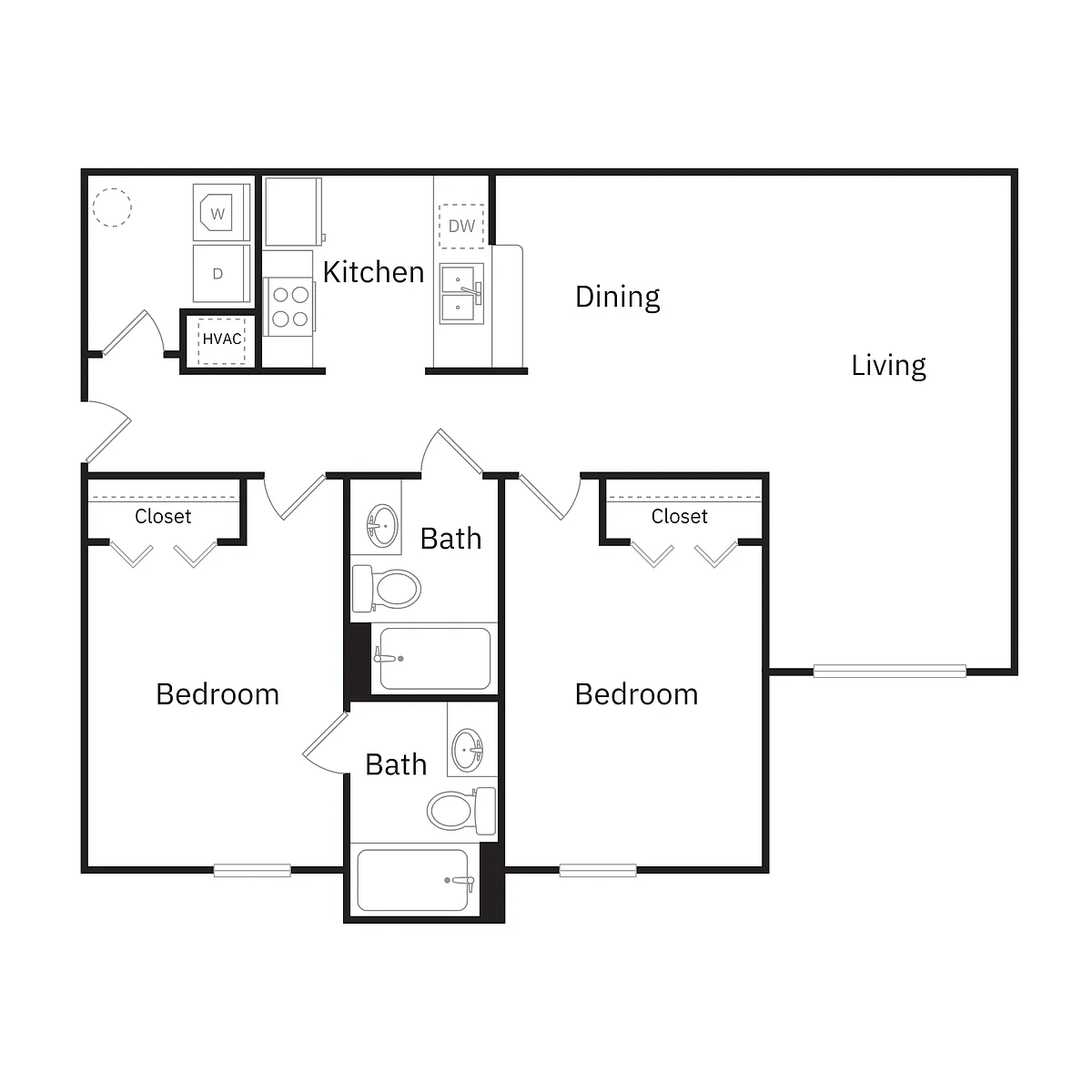 Floor plan Two Bedroom Two Bath