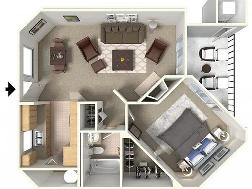 Floor plan ONE BEDROOM