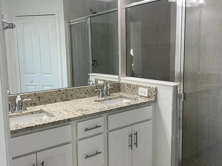 Primary bath with shower and double sinks