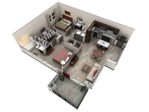 Floor plan 2 BR Designer Courtyard Garage