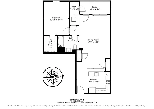 Floor plan 1BED 1BATH