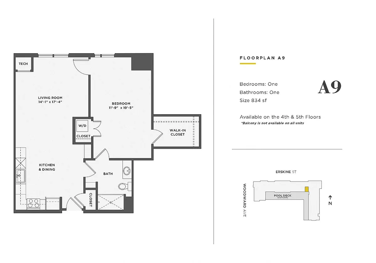 Floor plan 1 Bedroom Unit - A9