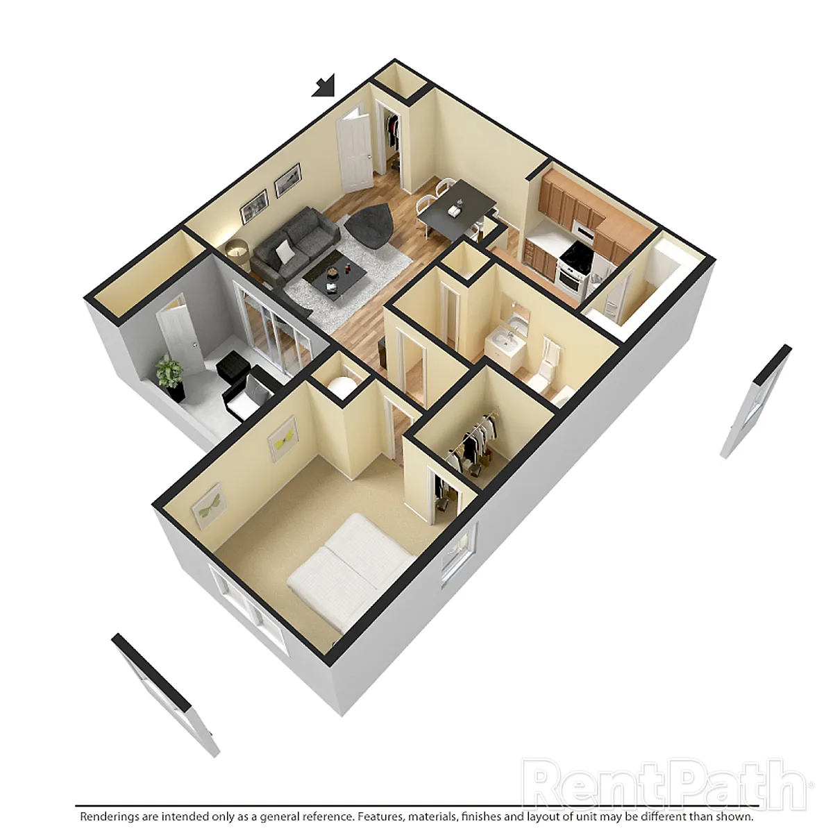 Floor plan 101 - 1 Bdrm, 1 Bath