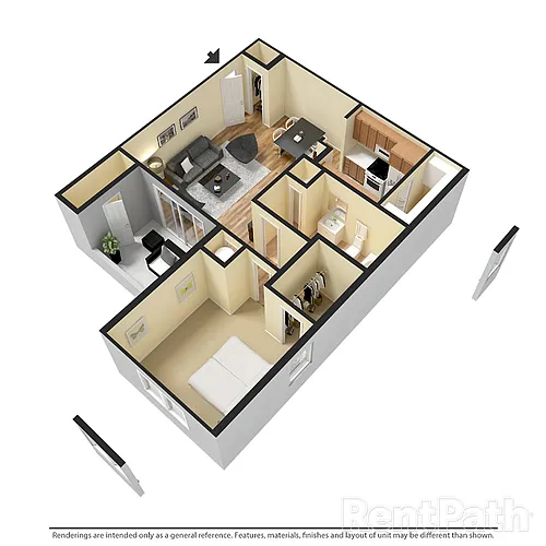 Floor plan 101 - 1 Bdrm, 1 Bath