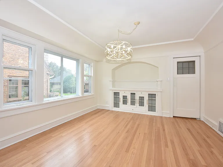 Dining area with built in cabinets