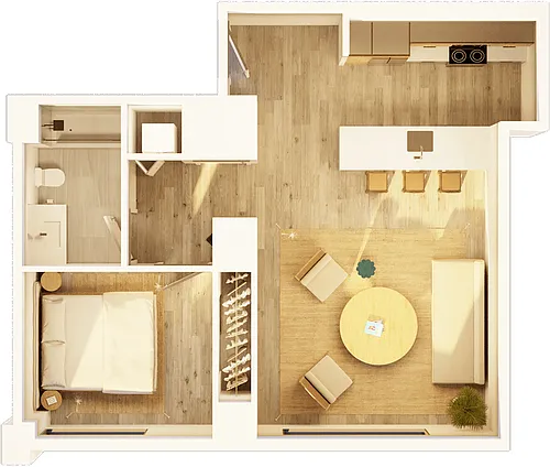 Floor plan West 1 BR City A