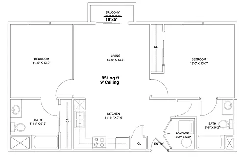 Floor plan Two-Bedroom B