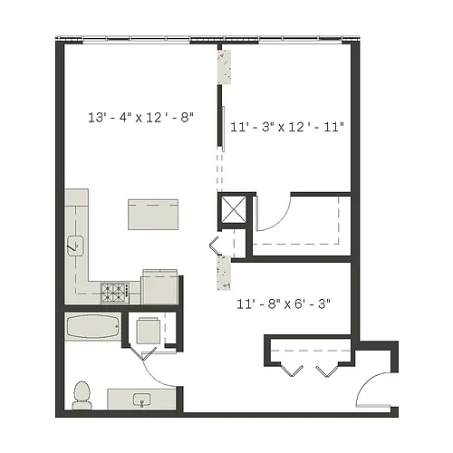 Floor plan 1 Bed/1 Bath Den Penthouse-a9.1