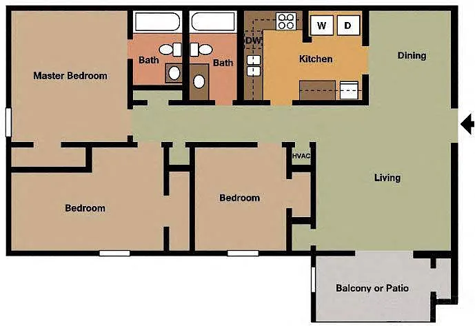 Floor plan 3Bed - 2Bath