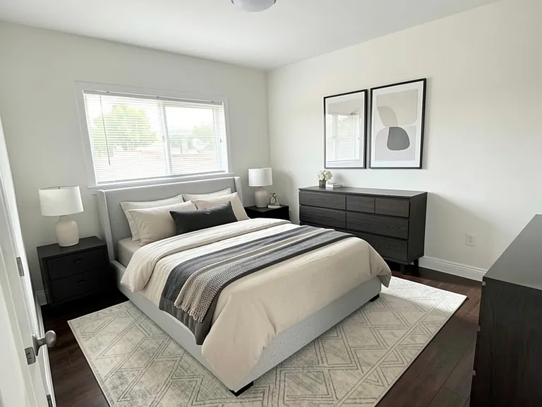 Bedroom 1 with AI inspired furniture to see possibilities