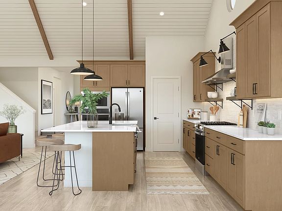 Vaulted ceiling in kitchen