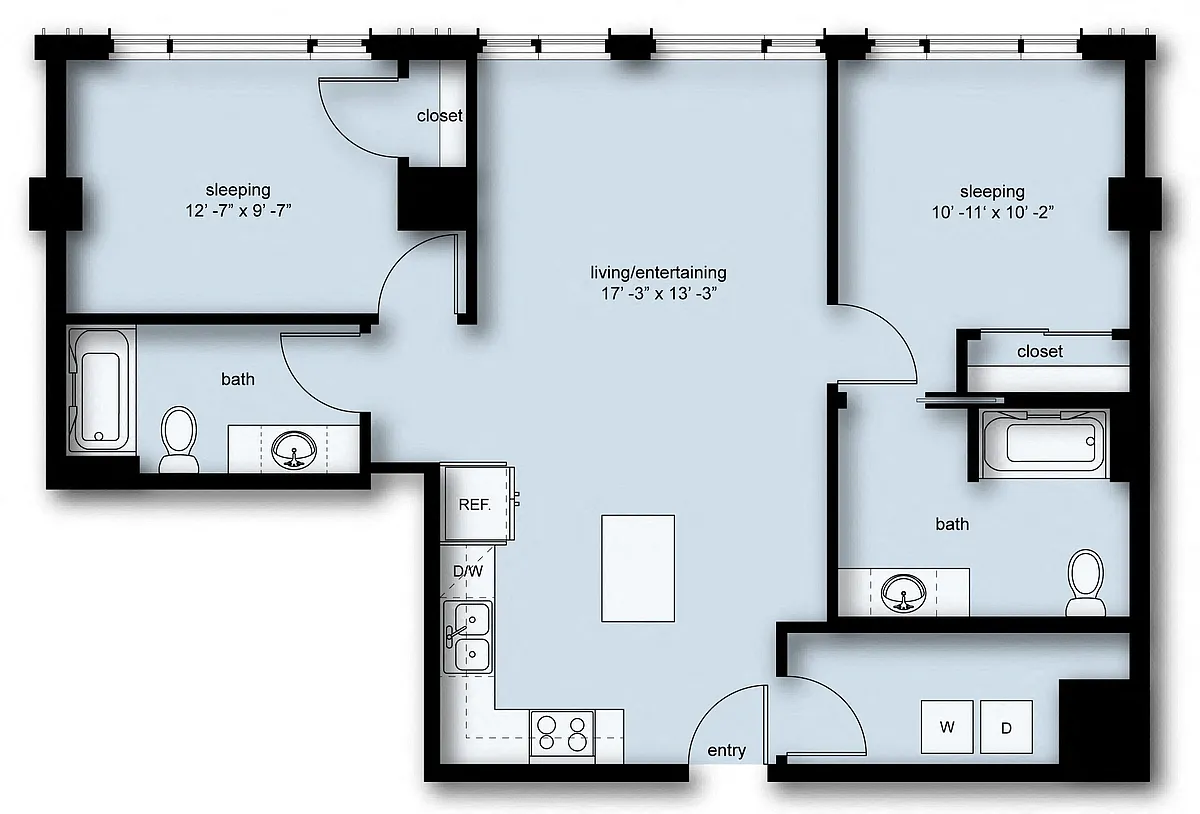 Floor plan Nolo 2 Bed 2 Bath C7