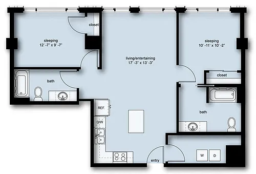 Floor plan Nolo 2 Bed 2 Bath C7