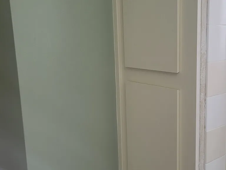 Built in storage in bathroom