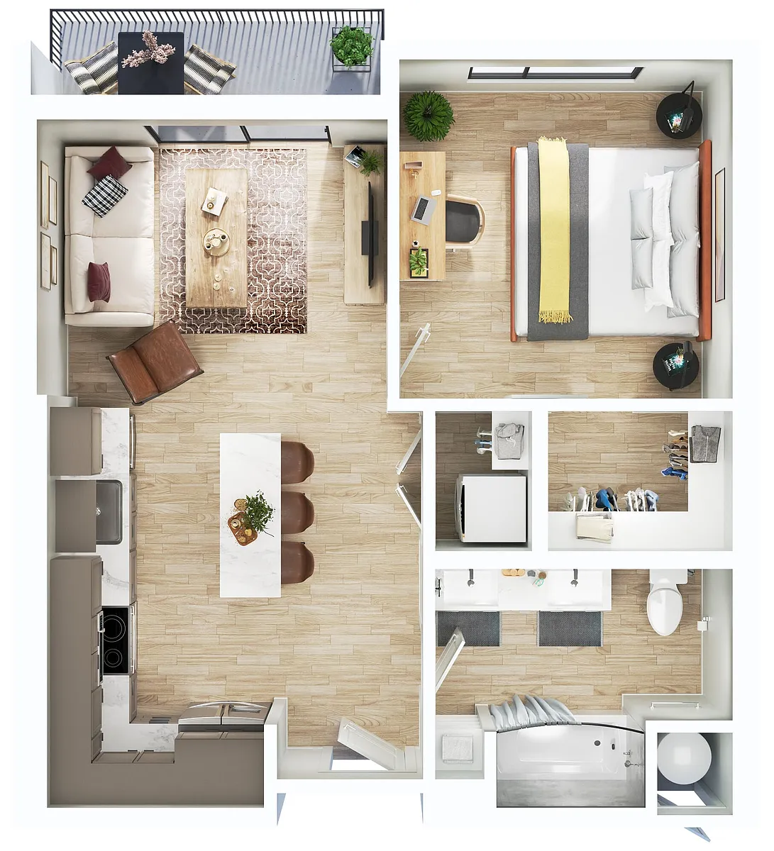 Floor plan Monument- 1 BR/1BA