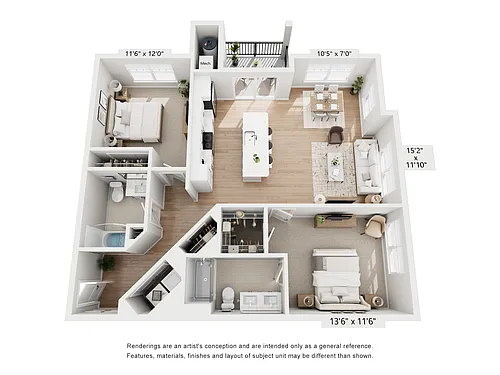 Floor plan B2 (Two Bed with Dining Room)
