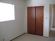 Bedroom window and closet.