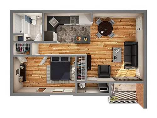 Floor plan Phase II One Bedroom