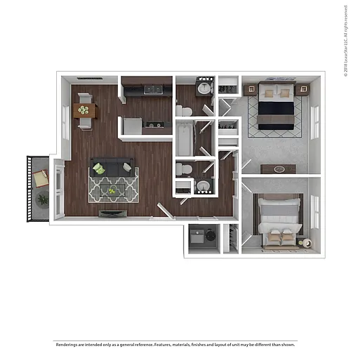 Floor plan Lovell (2 Bedroom / 1.5 Bath)
