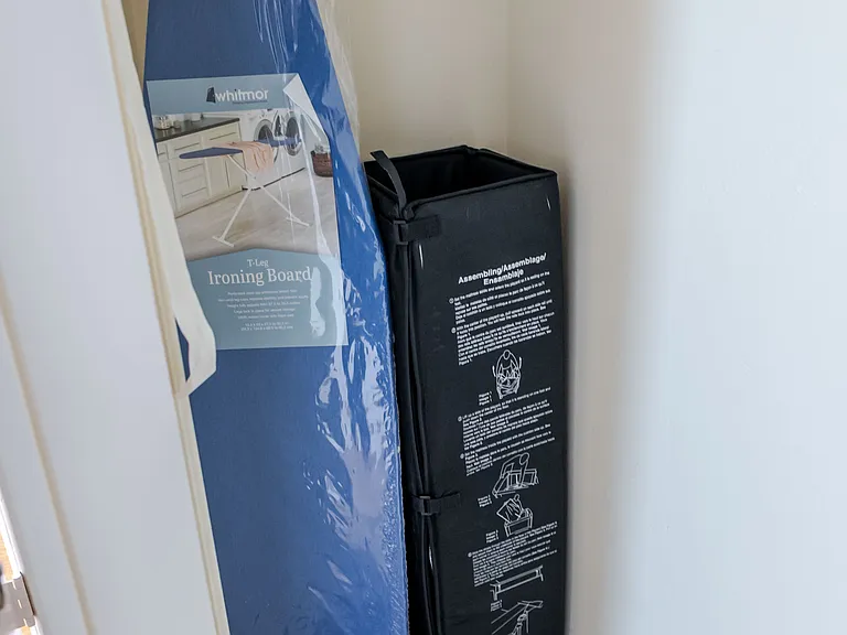 Stay wrinkle-free with a convenient iron board for all your clothing needs.