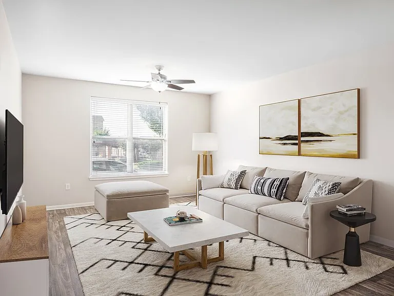 Living room with hard surface vinyl plank flooring