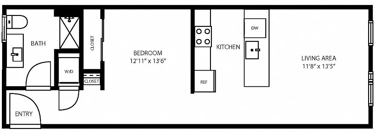 Floor plan Alcove Studio (B)