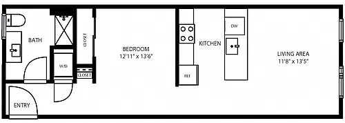 Floor plan Alcove Studio (B)