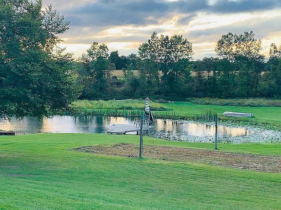 Volleyball court and pond