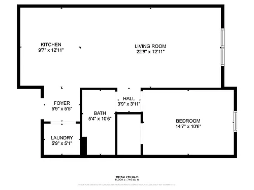 Floor plan 1 Bedroom Style B