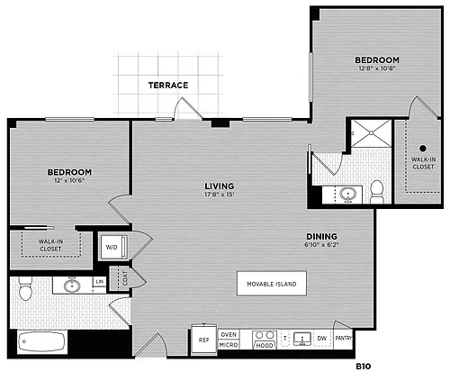 Floor plan 2 Bed - 2 Bath | Elidah B10