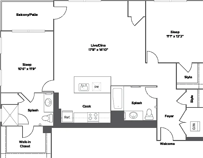 B5 2-Bedroom Floorplan B5 2-Bedroom Floorplan