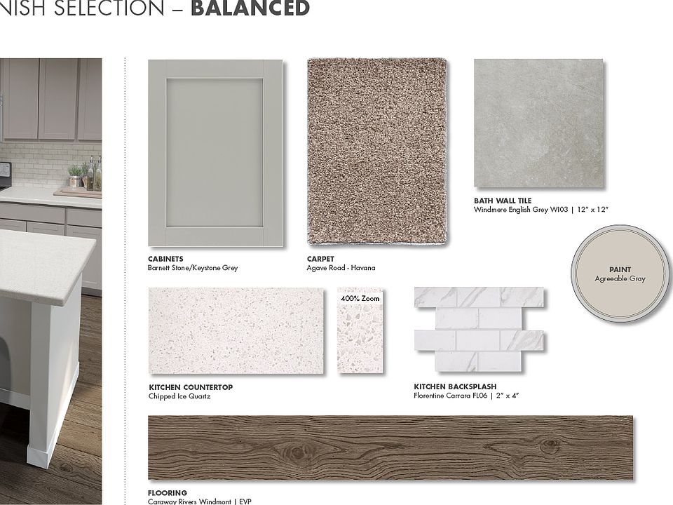 Light grey colored cabinets and quartz countertops