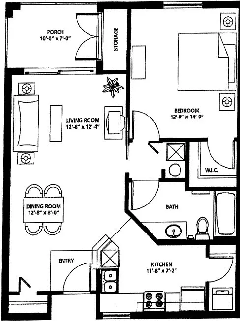Floor plan A5_St. Kitts - One Bedroom, One Bathroom