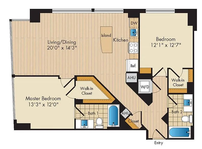 Floor plan 2 Bed 2 Bath-B4a