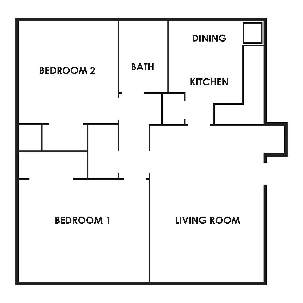 Floor plan 2 Bedroom, 1 Bathroom