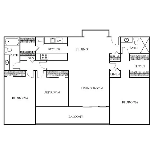 Floor plan 3 Bedroom Large