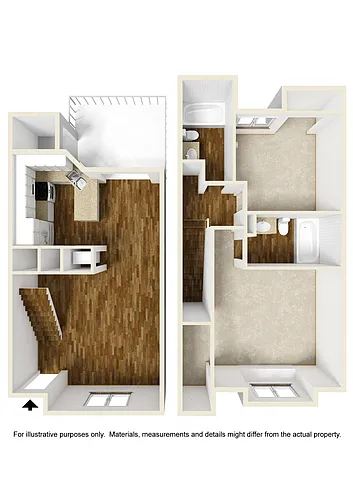 Floor plan 2 Bedrooms, 2 Bathroom Plan D