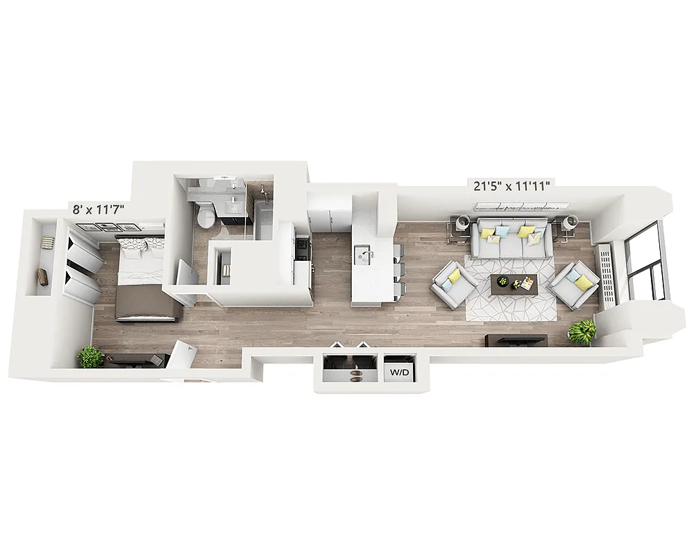 Floor plan Studio w/Alcove J