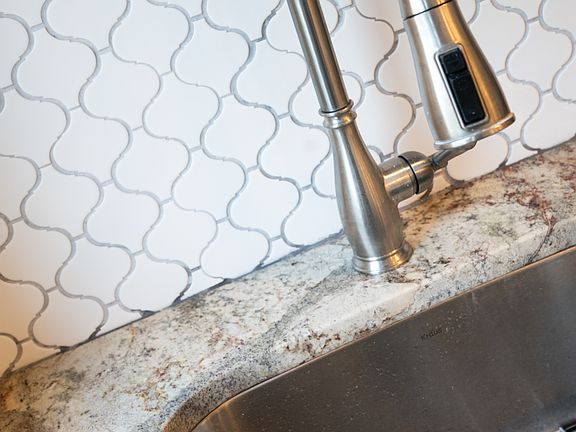 white tile backsplash