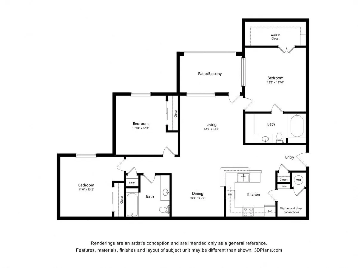 Floor plan Three Bedroom - 60%