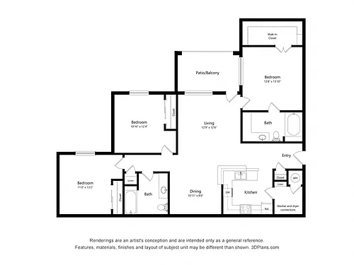 Floor plan Three Bedroom - 60%